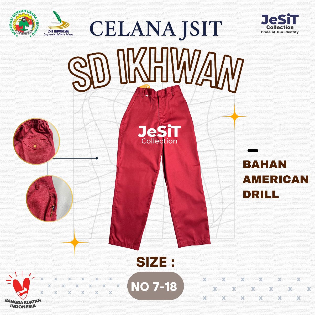Celana SD Warna Merah