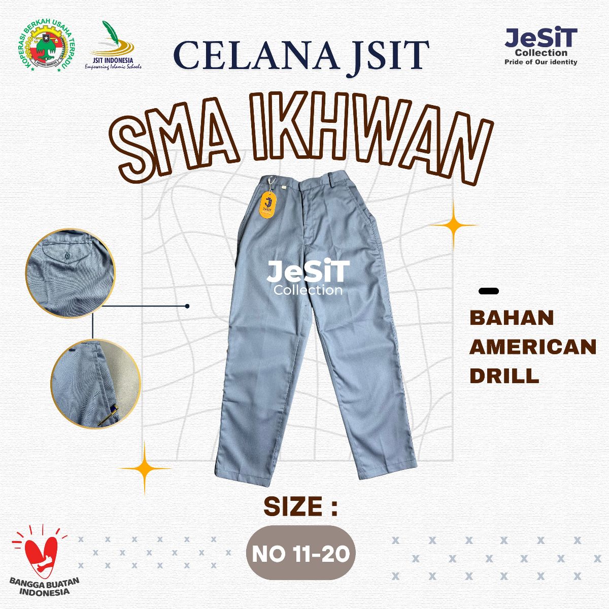 Celana SMA Warna Abu Abu