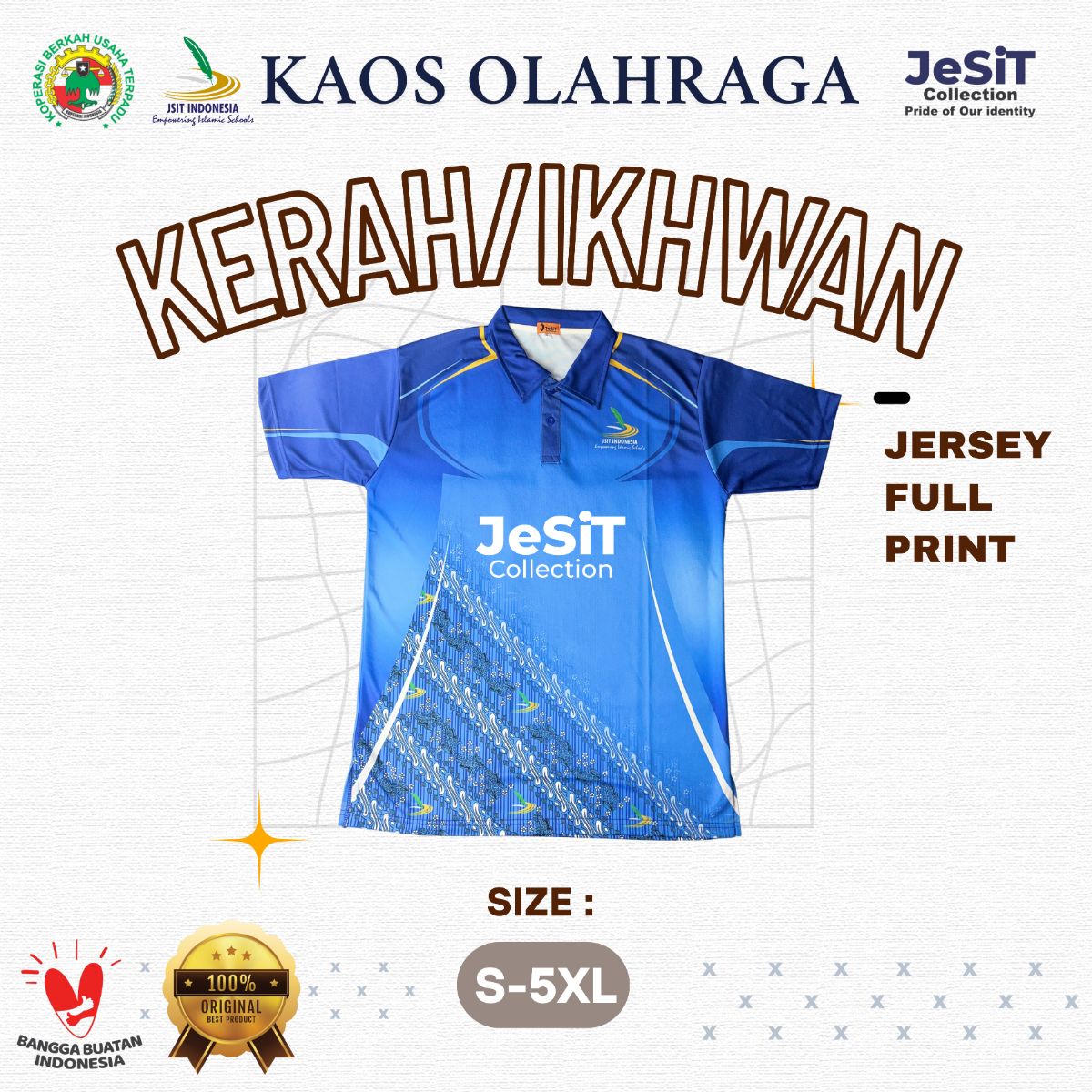 Kaos Olahraga Jersey Kerah Polo Guru Ikhwan Lengan Pendek
