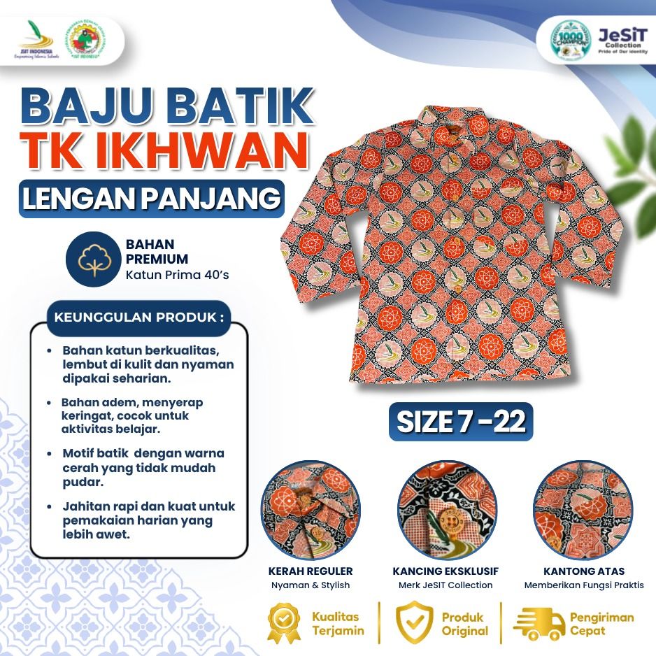 Baju Batik TK Ikhwan Lengan Panjang