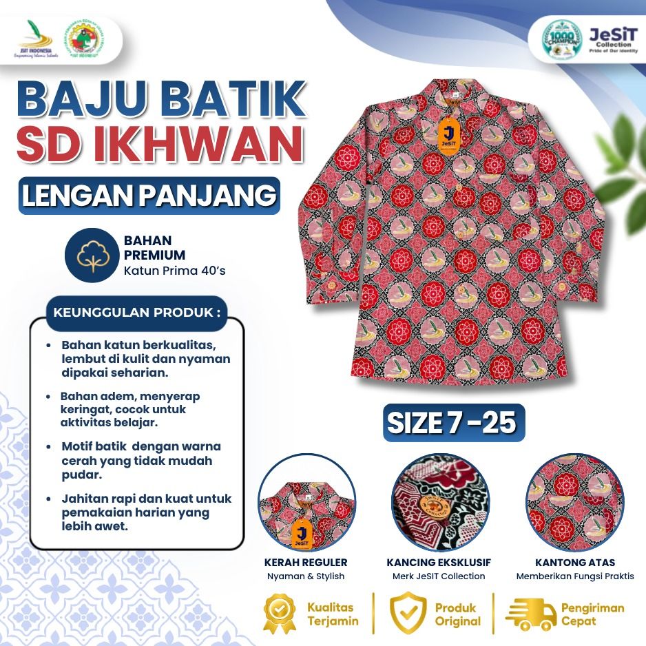 Baju Batik SD Ikhwan Lengan Panjang